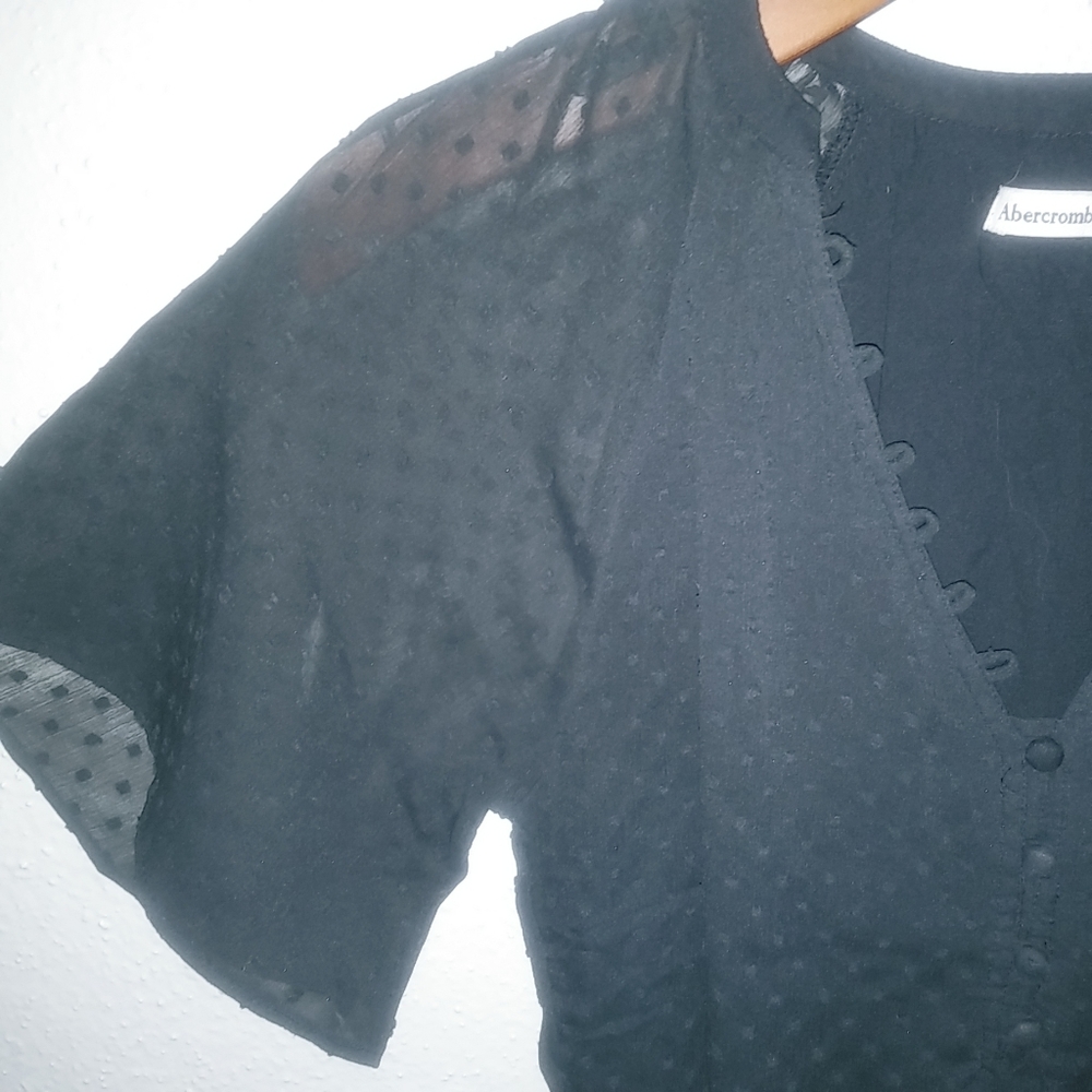 Abercrombie & Fitch XXS Whimseygoth Swiss Dotted Chenille Body Suit Black - Picture 6 of 10